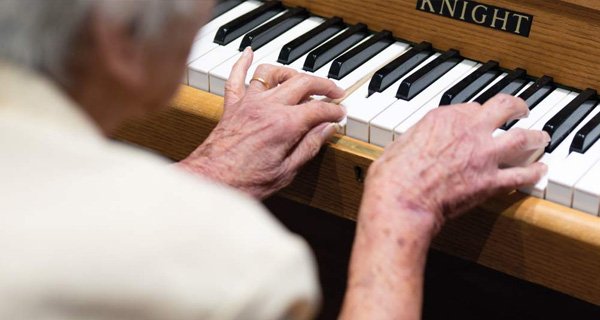 Resident playing on the piano