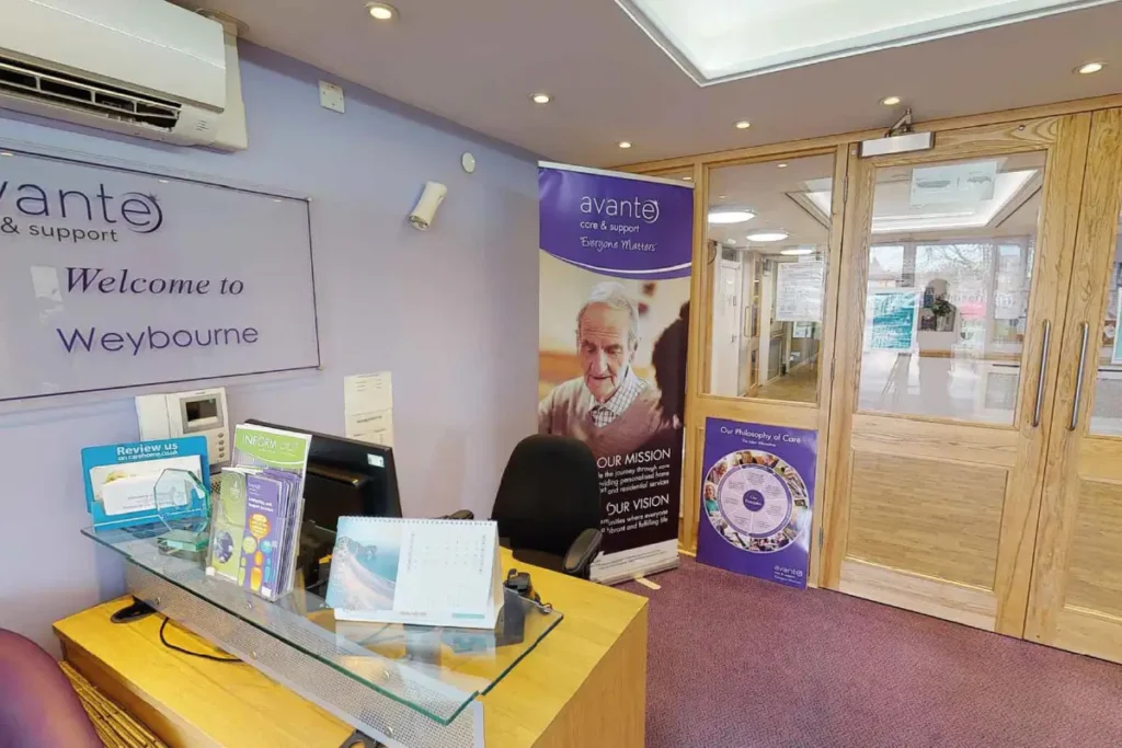 Weybourne care home reception lounge