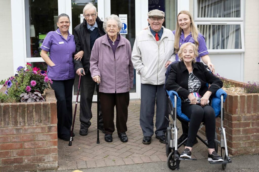 Residents and Avante Care Workers leaving the care home to go on a day trip