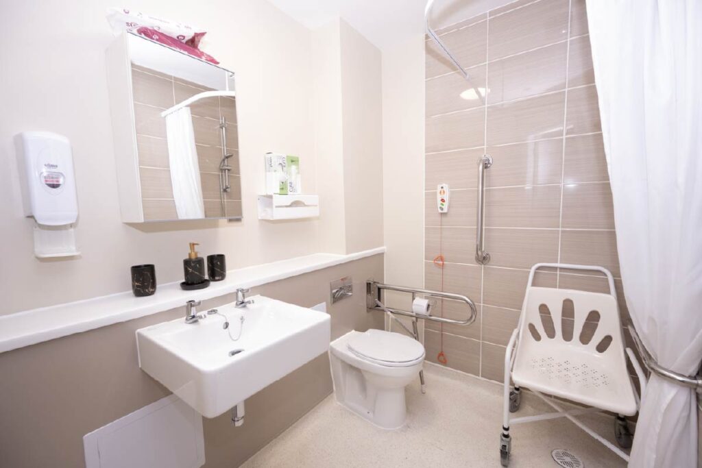 Ensuite bathroom at Chaucer House care home